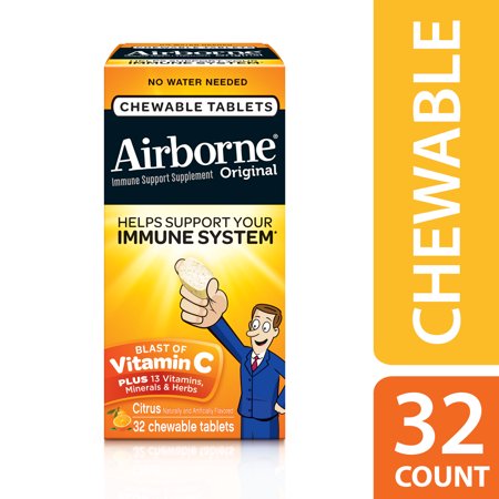 Airborne Chewable Vitamin C Tablets, Citrus, 1000mg - 32 Chewable ...