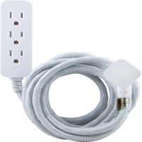 Cordinate Designer Extension Cord, 3 Grounded Outlets, 10-foot Cord and Low-Profile Plug, Gray, 39624