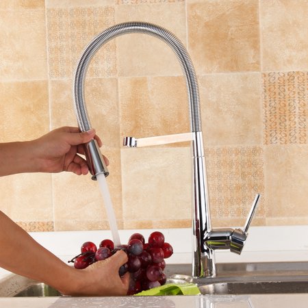 Deck Mount Basin Set - 360 bathroomfaucet Degree Revolving Goose Neck Deck Mounted Hot Cold Tap Pull-Down Basin Sink Faucet