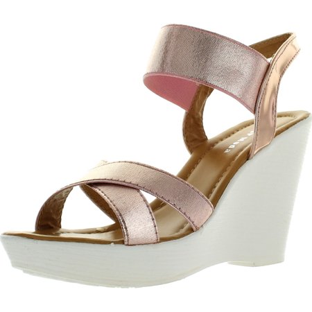 - Top Moda Womens Cp-50 Strappy Open Toe Slingback Platform High Wedge Heel Sandals