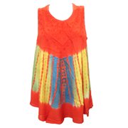 Mogul Women's Tank Top Orange Tie-Dye Sexy Casual Comfy Tunic Dress