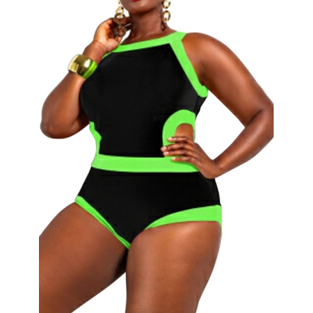 Starvnc Women's Plus-Size Maxi Swimsuit Fluorescent Open Back