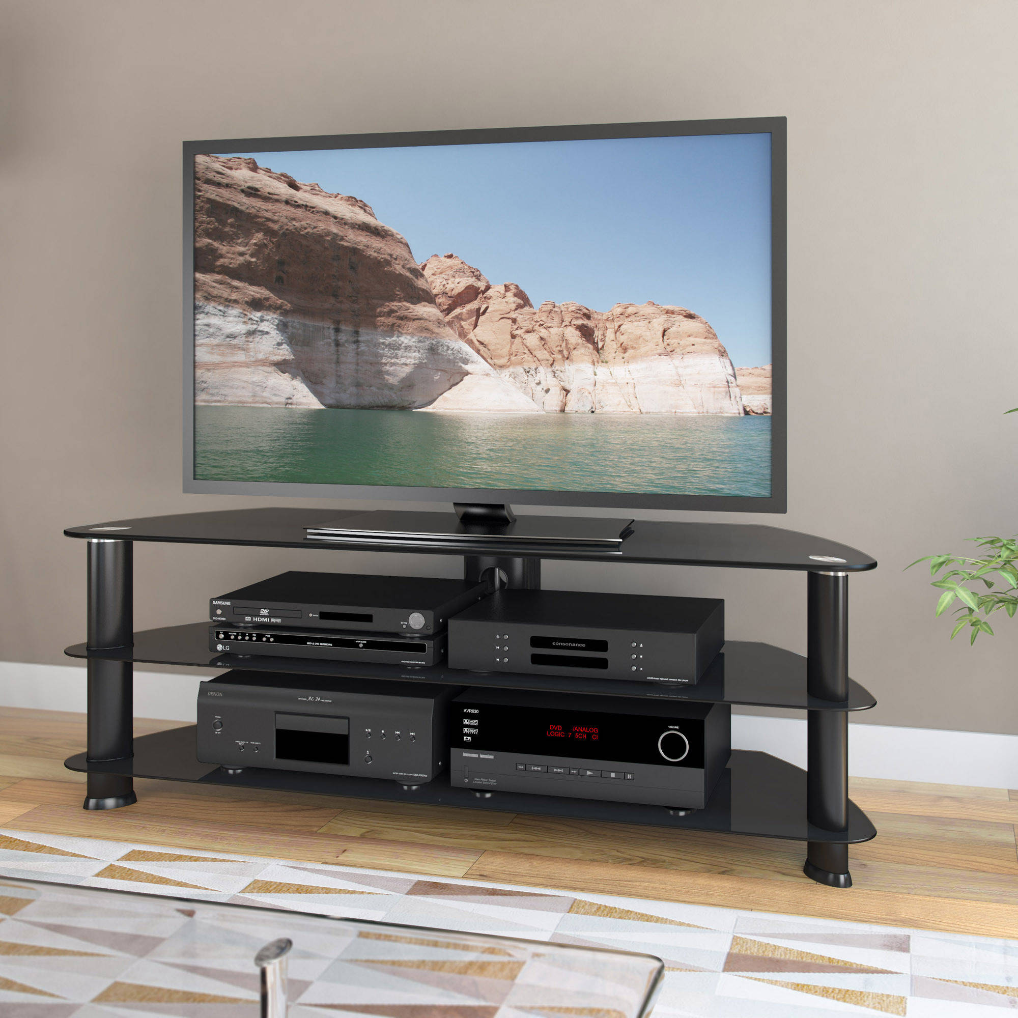 CorLiving TRL-501-T Laguna Satin Black TV Stand for TVs up to 60''