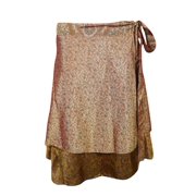 Mogul Indian Vintage Wrap Skirt Printed Reversible Magic Silk Sari Wrap Around Skirts