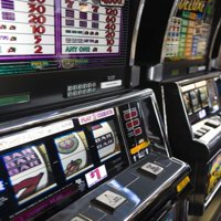 Slot machines at an airport McCarran International Airport Las Vegas Nevada USA Canvas Art - Panoramic Images (36 x 24)