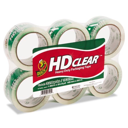 - Duck HD Clear Packing Tape, 1.88 in. x 54.6 yd., Clear, 6-Count