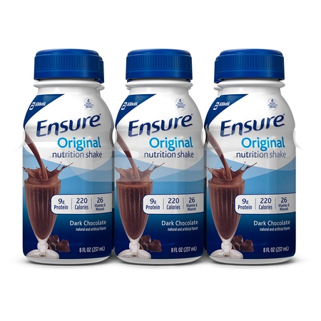 Ensure Original Nutrition Shake with 9 grams of protein, Meal Replacement Shakes, Dark Chocolate, 8 fl oz, 6