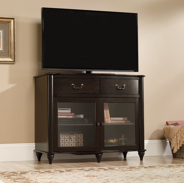 Sauder Furniture 416697  Albany Home Highboy TV Stand Jamocha Dark Wood