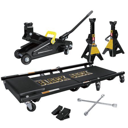 Norco Jack Stands 2 Ton Blackjack Jack Combo Kit with Trolley Jack, 1 Pair of Jack Stands, Folding Creeper, Lug Wrench, and 1 Pair of Anti-Skid Chocks ()