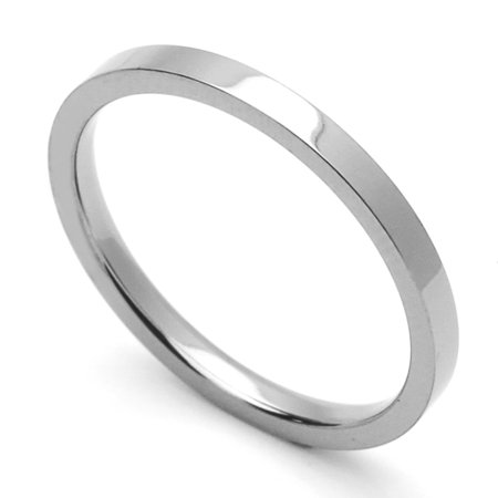 - Women's 2MM Comfort Fit Stainless Steel Wedding Band Classic Flat Ring (Size 1 to 12)