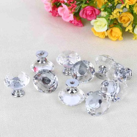 Crystal Dresser Hardware 10Pcs Crystal Glass Cabinet Knobs Drawer Dresser Knobs Cupboard Handles Set, Cupboard Handle,Crystal Handle ()