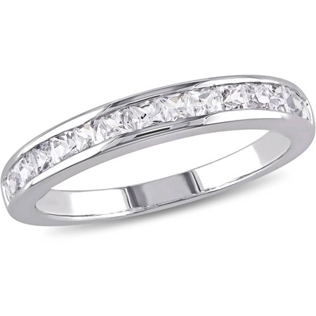 Sterling Silver Engagement Anniversary Ring - 3/4 Carat T.G.W. Created White Sapphire Sterling Silver Anniversary Ring