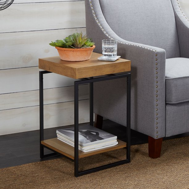 Better Homes & Gardens Juno Natural Wood End Table With Shelf