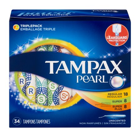 tampons tampax pearl super triple regular pack plus unscented count plastic walmart
