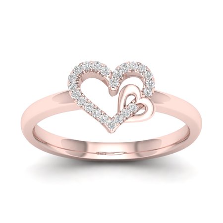 - 1/10Ct TDW Diamond 10k Rose Gold Open Heart Dous Fashion Ring