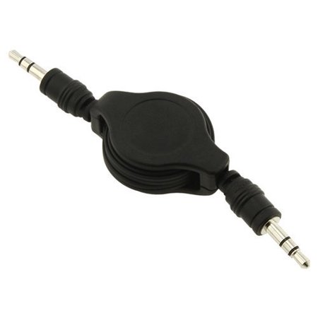 3 Feet Retractable Mini 3.5mm Plug Male to Male Stereo Auxiliary Aux Cord Cable For Samsung Galaxy Ring M840 Prevail 2 - Black ()
