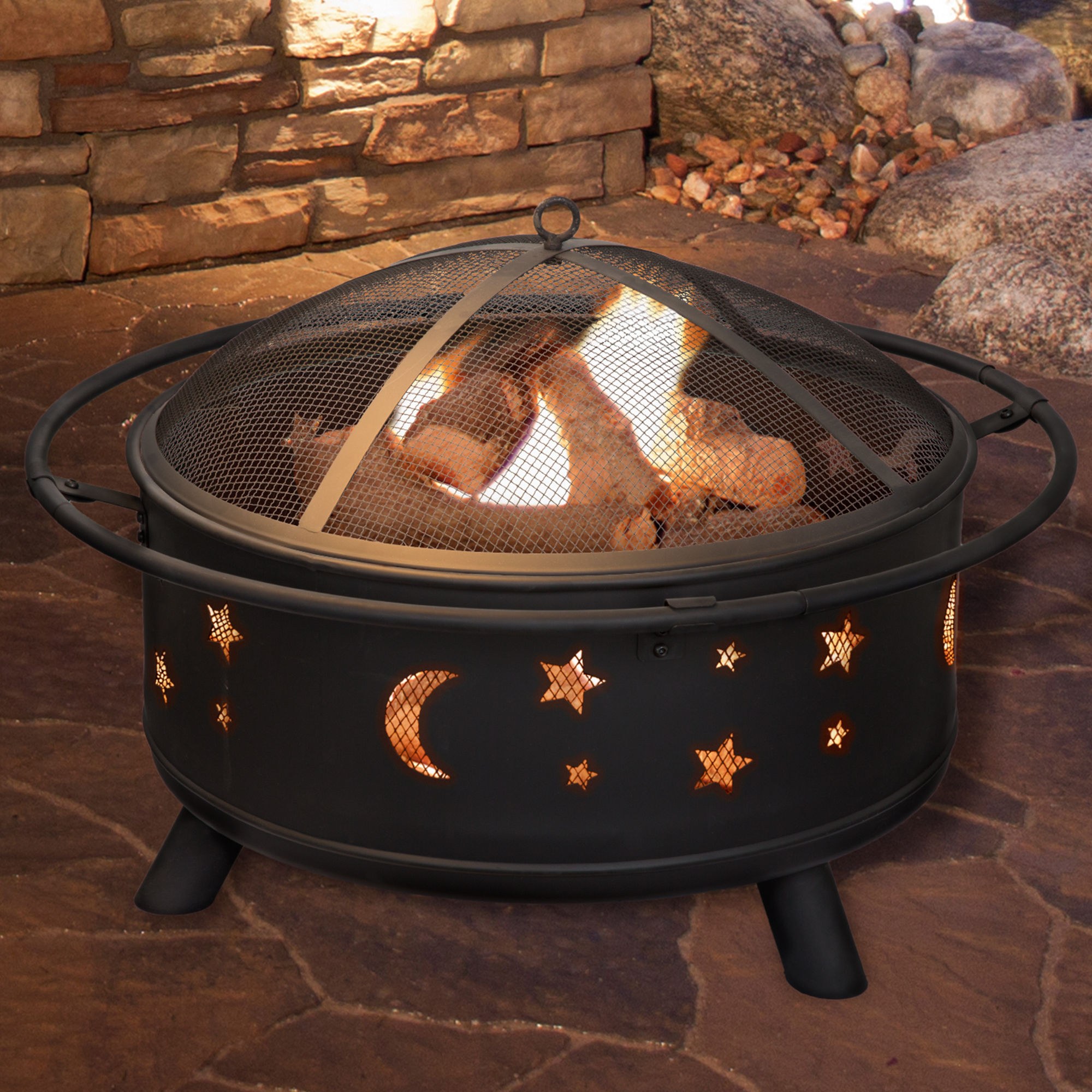30 Inch Round Star And Moon Firepit By Pure Garden Fire Pit Set