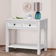 Hall Tables Gymax 2 Drawer Console Table Modern Sofa Entryway Hallway Hall Furniture White W Shelf