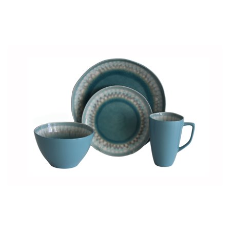 Baum Aqua Blue Burst 16-Piece Dinnerware Set