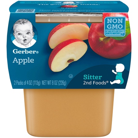 Gerber 2nd Foods Apple Baby Food, 4 oz. Tubs, 2 Count (Pack of