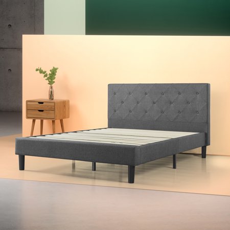 Zinus Shalini Upholstered Diamond Stitched Platform Bed with Slat Support, Multiple