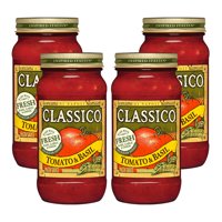 (4 Pack) Classico Tomato and Basil Pasta Sauce, 24 oz Jar