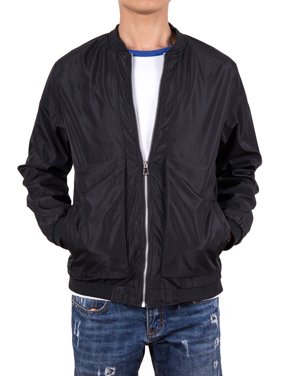 SAYFUT Men's Fashion Black Bomber Jacket Slim Fit Lightweight Casual Windbreaker Jackets Outerwear Coats Big and Tall