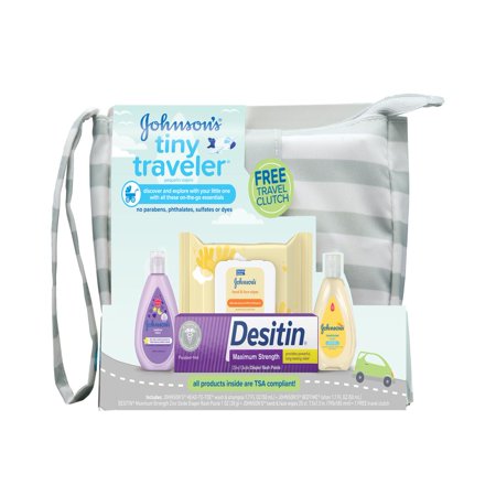 Johnson's Tiny Traveler Baby Gift Set, Bath & Skin Essentials, 5