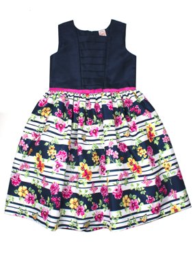 Floral Stripe Shantung Easter Dress (Little Girls, Big Girls & Big Girls Plus)