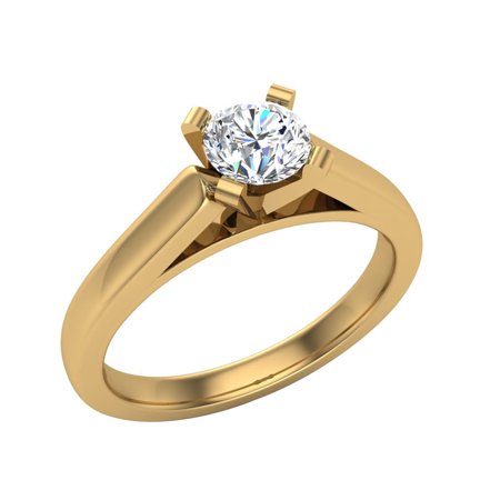 Brilliant Yellow Diamond Solitaire Ring - Solitaire Diamond Engagement Ring Round Brilliant Cut 14K Yellow Gold 3/4 ctw (I,I1) Popular Quality
