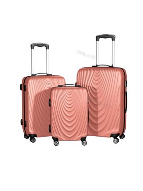 Luggage Product Image Rose Gold 3 Pcs Abs Luggage Set Hard Suitcase Spinner Travel Bag Trolley Wheels Coded