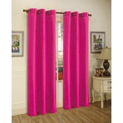 Faux Silk Panels 1 Panel Nancy Solid Hot Pink Semi Sheer Window Faux Silk Antique Bronze Grommets Curtain D