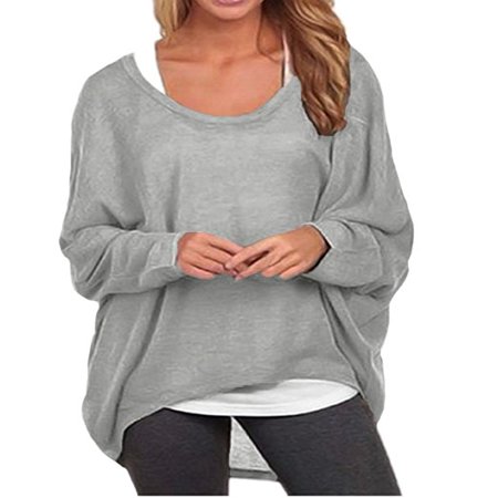 Sexy White Lace Top - DYMADE Women's Sexy Long Batwing Sleeve Loose Pullover Casual Top Blouse T-Shirt