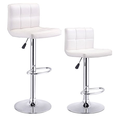 50s Style Bar Stools Costway Set Of 2 Bar Stools PU Leather Adjustable Barstool Swivel Pub Chairs White ()