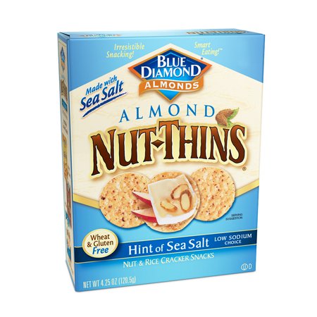 - Blue Diamond Nut-Thins Gluten-Free Hint of Sea Salt Cracker Crisps, 4.25 Oz.