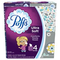 Puffs Ultra Soft Facial Tissues, 4 Cubes, 56 Tissues per Cube