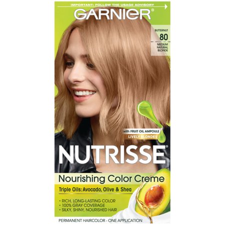 Garnier Nutrisse Nourishing Hair Color Creme (Blondes), 80 Medium Natural Blonde (Butternut), 1 (Best To Color Hair Clean Or Dirty)