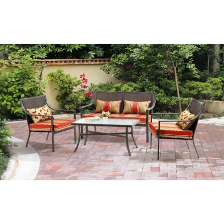 Seat Conversation Set - Mainstays Alexandra Square 4-Piece Patio Conversation Set, Seats 4