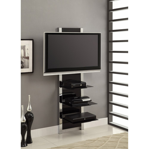 AltraMount Black and Chrome Wall Mount TV Stand for TVs up to 60''