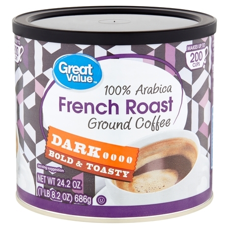 Great Value 100% Arabica French Roast Dark Ground Coffee, 24.2