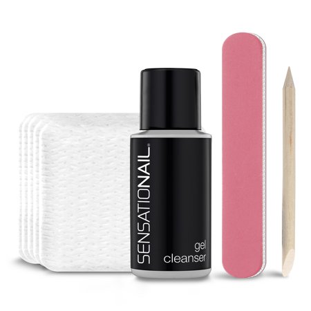SensatioNail Gel Cleanser Kit, 15 pc (incl 12 Lint-Free Wipes, Nail Buffer, and Manicure (Best Nail Kit For Beginners)