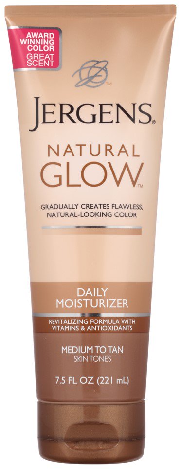 Jergens Natural Glow Daily Moisturizer, Medium to Tan Skin Tones, 7.5 (Best Tanning Lotion Without Bronzer)
