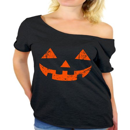 Awkward Styles Halloween Shirts Off the Shoulder Women's Halloween Shirts Jack o Lantern Women Shirts Cute Spooky Halloween Clothes for Women