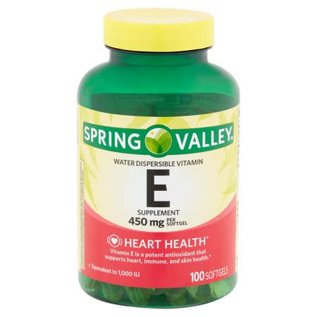 Spring Valley Water Dispersible Vitamin E Supplement Softgels, 450 mg, 100