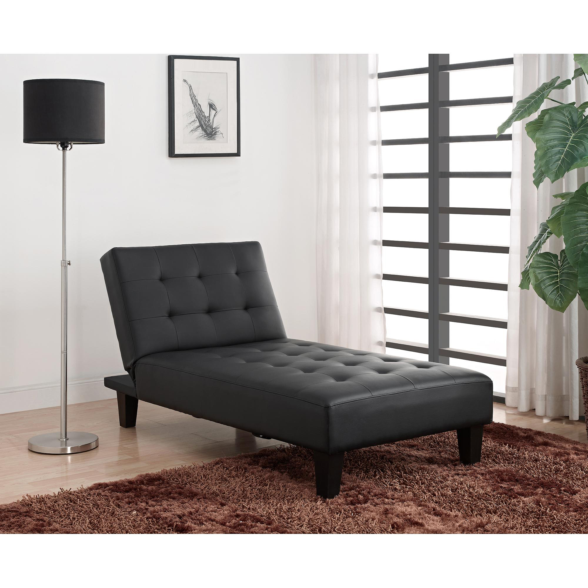 Julia Futon Chaise Lounger, Black