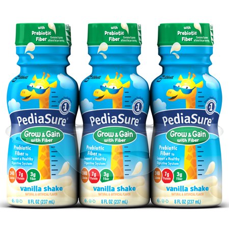 PediaSure Grow & Gain With Fiber, Kids’ Nutritional Shake, With Protein, DHA, And Vitamins & Minerals, Vanilla, 8 fl oz,