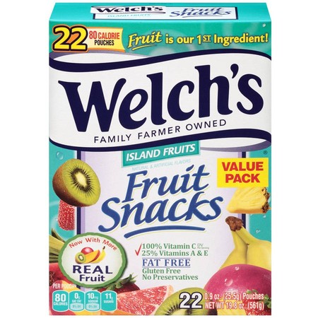 (2 Pack) Welch's Fruit Snacks, Island Fruits, 0.9 Oz, 22