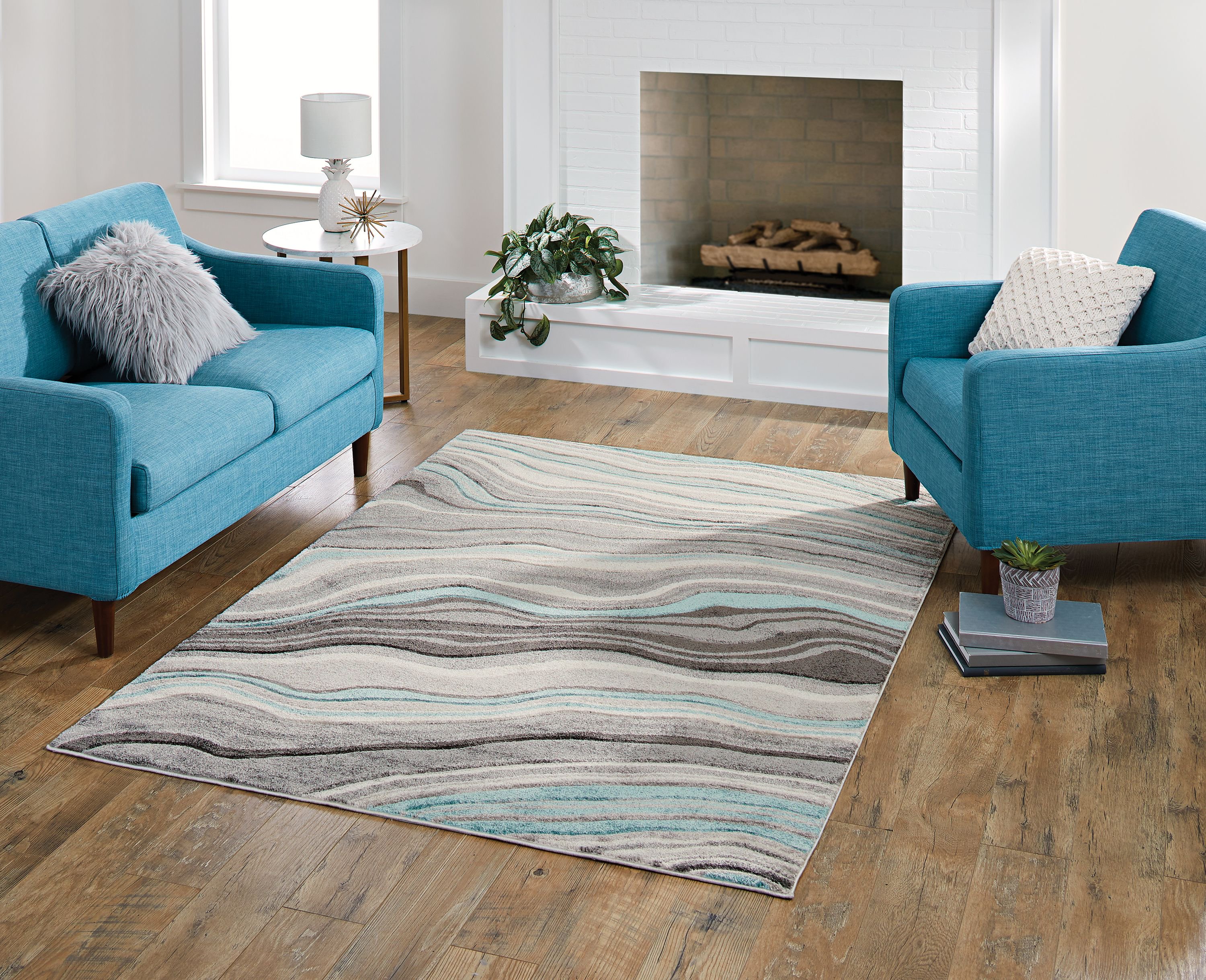 Better Homes Gardens Gray Aqua Waves Area Rug Multiple