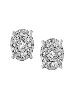 Sterling Silver 1/10 CTTW Diamond Cluster Earring