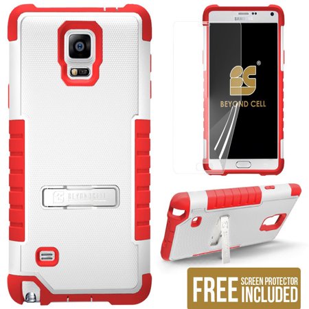 WHITE RED TRI-SHIELD SOFT SKIN HARD CASE STAND SCREEN SAVER FOR SAMSUNG NOTE
